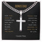 BONUS DAD - True Bond, Father & Son - Artisan Cross on Cuban Chain Necklace