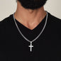 BONUS DAD - True Bond, Father & Son - Artisan Cross on Cuban Chain Necklace