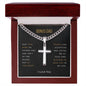 BONUS DAD - True Bond, Father & Son - Artisan Cross on Cuban Chain Necklace