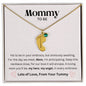 Mommy To Be - Lots of Love, From Your Tummy - Custom Baby Foot Necklace with Birthstone